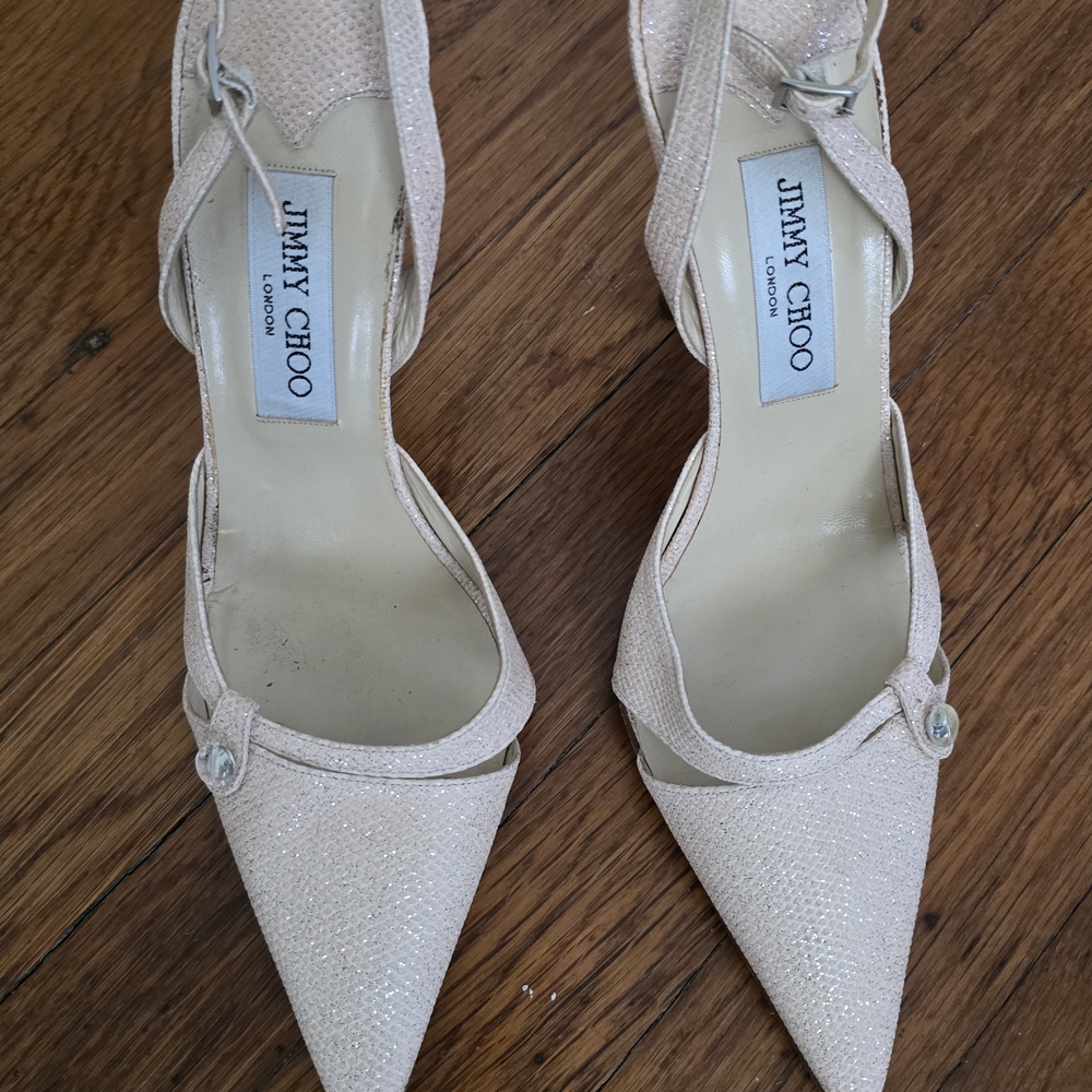 JIMMY CHOO TATIAN GOLD KARUNG GLITTER Size 39
